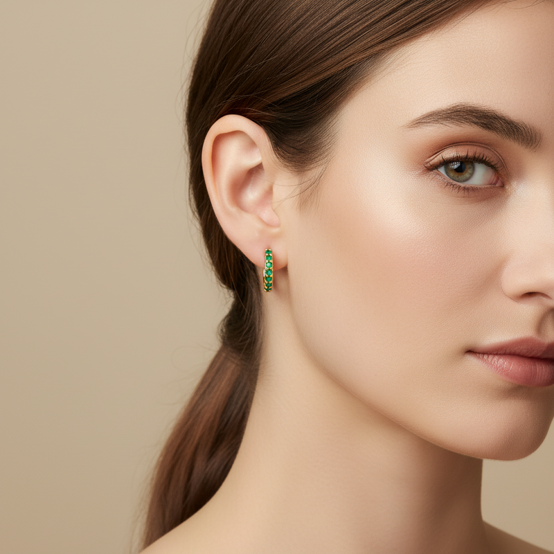Candongas Minimal Luxe Con Esmeralda
