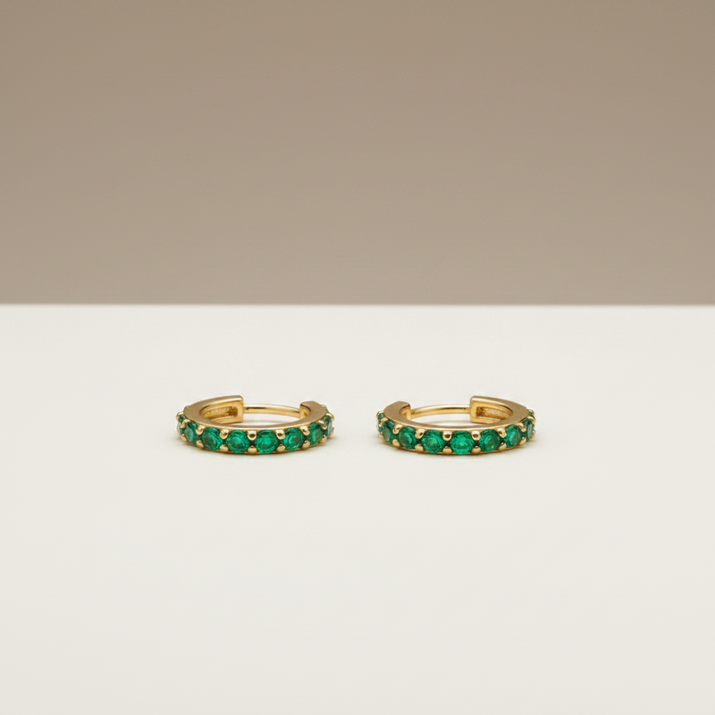 Candongas Minimal Luxe Con Esmeralda