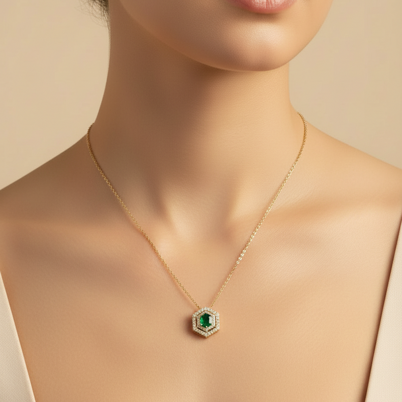 Collar Hexa En Esmeralda