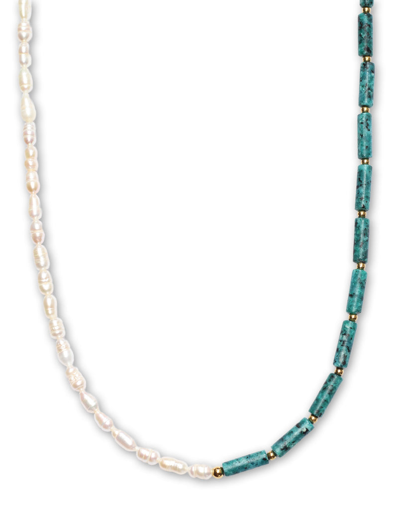 Collar Perla de Rio y Turquesa Africana
