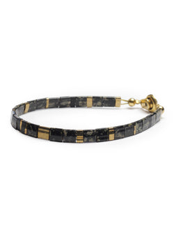 Brazalete Miyuki Tila Marmol Negro 5mm